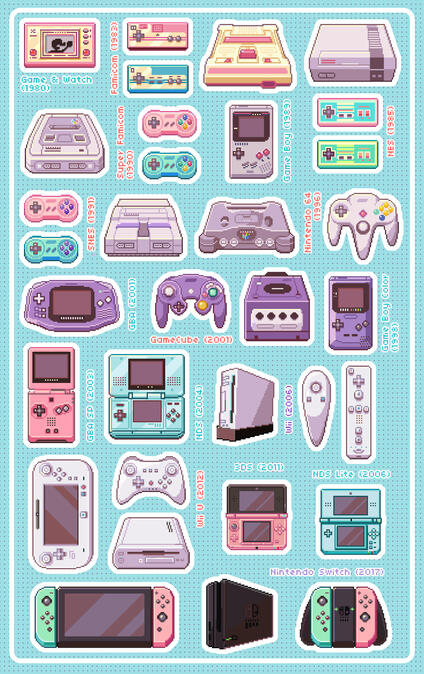 Nintondo Stickers in Pastel